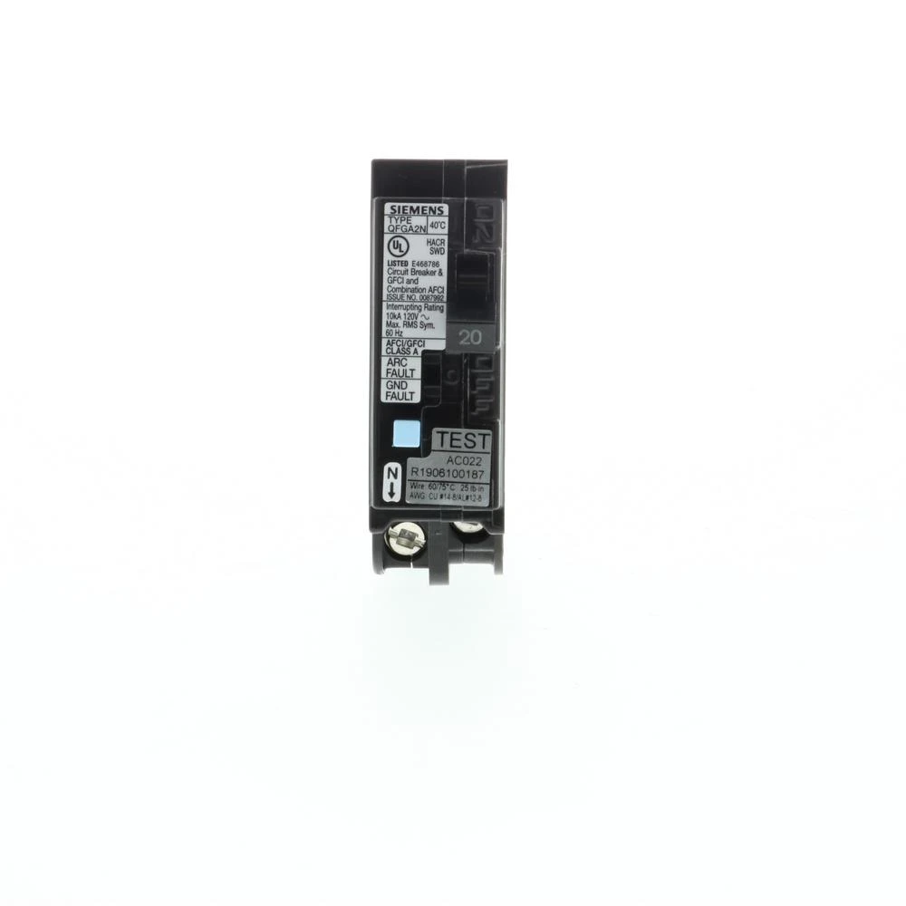 20 Amp 1-Pole Dual Function (CAFCI/GFCI) Plug-On Neutral Circuit Breaker 3 20 Amp 1-Pole Dual Function (CAFCI/GFCI) Plug-On Neutral Circuit Breaker