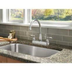 Foundations 2-Handle Standard Kitchen Faucet In Chrome -Alliee Bath And Faucet Shop bf211ecbc84bdb2c06b5ef1ffd048580 1800x1800