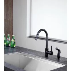Farnese Single-Handle Standard Kitchen Faucet With Side Sprayer In Oil Rubbed Bronze 18 Farnese Single-Handle Standard Kitchen Faucet With Side Sprayer In Oil Rubbed Bronze -Alliee Bath And Faucet Shop bf2442345570f7946c60028851b10b73 1800x1800