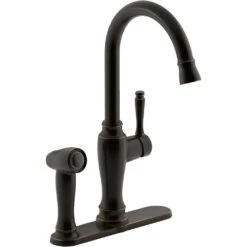 Arsdale Single-Handle Standard Kitchen Faucet In Oil-Rubbed Bronze With On-Deck Sidespray