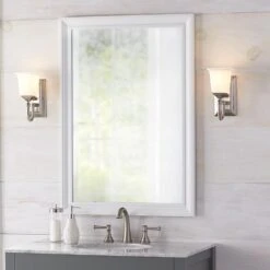 28 In. W X 40 In. H Framed Rectangular Anti-Fog Bathroom Vanity Mirror In White -Alliee Bath And Faucet Shop bfe519ba1e47d53f50255102fb029e31 1800x1800