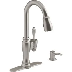 Arsdale Single-Handle Pull-Down Sprayer Kitchen Faucet With Soap/Lotion Dispenser In Vibrant Stainless