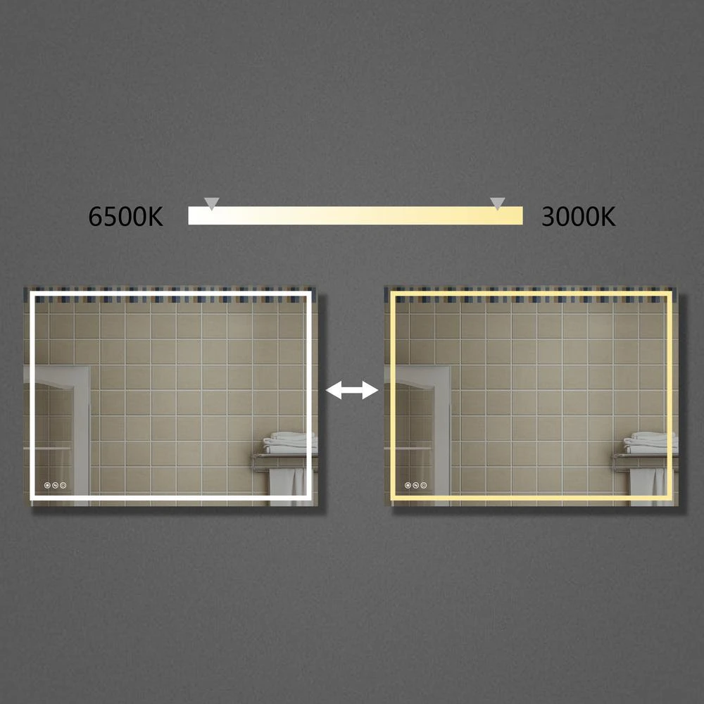 48 In. X 36 In. LED Lighted Single Frameless Bathroom Mirror 6 48 In. X 36 In. LED Lighted Single Frameless Bathroom Mirror - Image 4