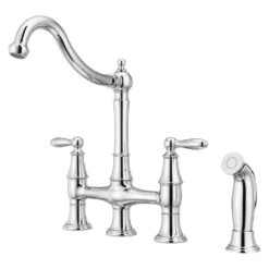 Courant Two Handle Bridge Kitchen Faucet With Side Spray In Stainless Steel -Alliee Bath And Faucet Shop c45e466be36fd2a2ea7e3a33f3029325 1800x1800