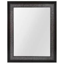 23 In. W X 29 In. H Framed Rectangular Anti-Fog Bathroom Vanity Mirror In Pewter And Espresso Finish