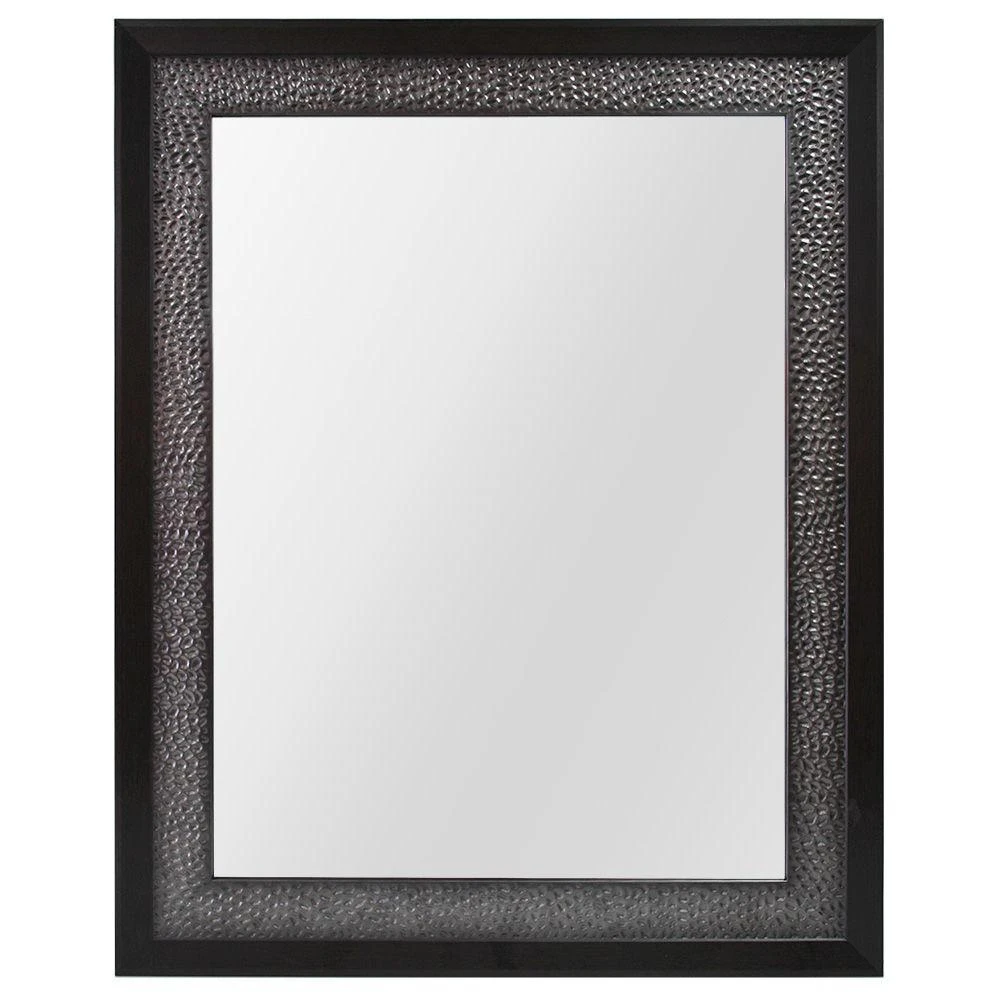 23 In. W X 29 In. H Framed Rectangular Anti-Fog Bathroom Vanity Mirror In Pewter And Espresso Finish 3 23 In. W X 29 In. H Framed Rectangular Anti-Fog Bathroom Vanity Mirror In Pewter And Espresso Finish