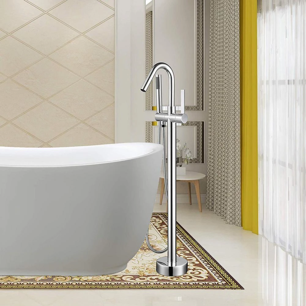 40 In. H X 11 In. W Single Handle Claw Foot Tub Faucet With Hand Shower In Polished Chrome 4 40 In. H X 11 In. W Single Handle Claw Foot Tub Faucet With Hand Shower In Polished Chrome - Image 2