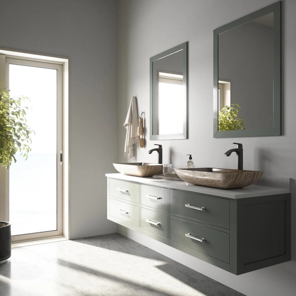 VIGO Glass Vessel Bathroom Sink In Amber Sunset And Linus Faucet Set In Antique Rubbed Bronze 4 VIGO Glass Vessel Bathroom Sink In Amber Sunset And Linus Faucet Set In Antique Rubbed Bronze - Image 2