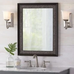 23 In. W X 29 In. H Framed Rectangular Anti-Fog Bathroom Vanity Mirror In Pewter And Espresso Finish 10 23 In. W X 29 In. H Framed Rectangular Anti-Fog Bathroom Vanity Mirror In Pewter And Espresso Finish -Alliee Bath And Faucet Shop cfaa7006b89ca1f42d0fd24c25805712 1800x1800