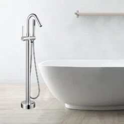 40 In. H X 11 In. W Single Handle Claw Foot Tub Faucet With Hand Shower In Polished Chrome 11 40 In. H X 11 In. W Single Handle Claw Foot Tub Faucet With Hand Shower In Polished Chrome -Alliee Bath And Faucet Shop d1f5ac4a2edf6bb50470728cac441857 1800x1800