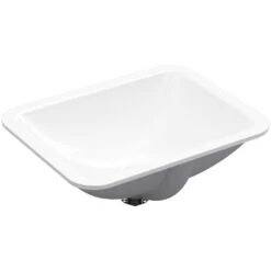 KOHLER Caxton Undermount Rectangular Bathroom Sink With Overflow And Clamp Assembly In White