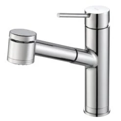Oletto Single Handle Pull Out Kitchen Faucet In Chrome Finish