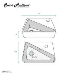 Swiss Madison Plaisir 18 In. X 11 In. Ceramic Wall Hung Vessel Sink With Right Side Faucet Mount In White 13 Swiss Madison Plaisir 18 In. X 11 In. Ceramic Wall Hung Vessel Sink With Right Side Faucet Mount In White -Alliee Bath And Faucet Shop d73d28afb5c2e4b605ba2e2b9bfcad37 1800x1800