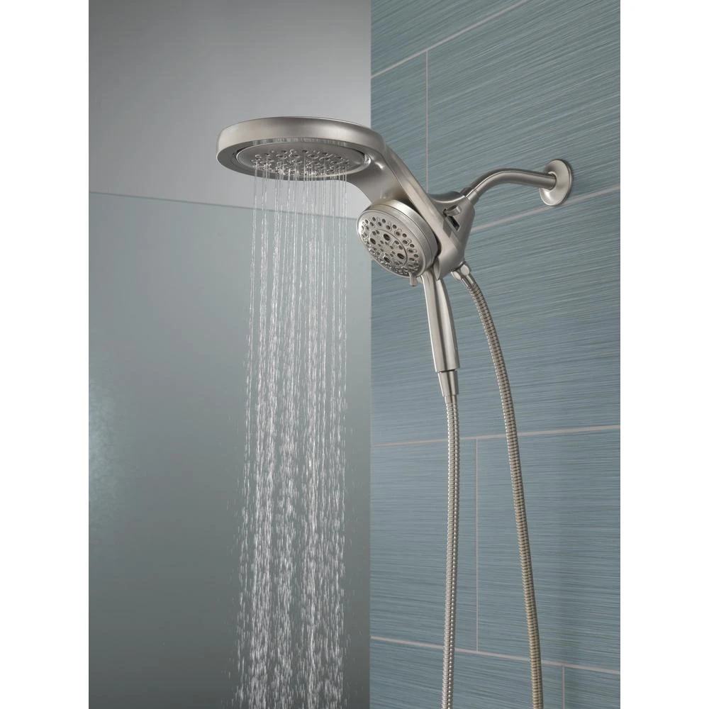 HydroRain Two-in-One 5-Spray 6 In. Dual Wall Mount Fixed And Handheld H2Okinetic Shower Head In Stainless 10 HydroRain Two-in-One 5-Spray 6 In. Dual Wall Mount Fixed And Handheld H2Okinetic Shower Head In Stainless - Image 8