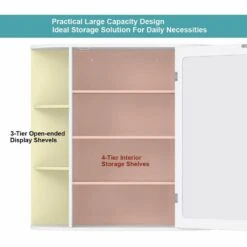 6.5 In. X 25 In. X 26 In. White Multipurpose Wall Surface Mount Bathroom Storage Medicine Cabinet With Mirror -Alliee Bath And Faucet Shop d91ed73f09a5cd6b3120bea0d34ab6f9 1800x1800