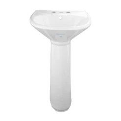 Ondine 16 In. Small Pedestal Combo Bathroom Sink In White With Overflow