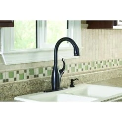 Contemporary Single-Handle Pull-Down Sprayer Kitchen Faucet With Soap Dispenser In Mediterranean Bronze -Alliee Bath And Faucet Shop de4ad8359340ab082f9b8b25437540f2 1800x1800