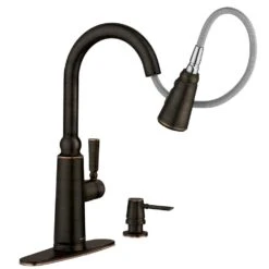 Coretta Single-Handle Pull-Down Sprayer Kitchen Faucet With Reflex And Power Boost In Mediterranean Bronze -Alliee Bath And Faucet Shop e1c884be2095a375284c914a22050344 1800x1800