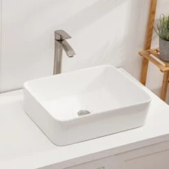 LORDEAR 19 In. X 15 In. Modern Bathroom Rectangle Above In White Porcelain Ceramic Vessel Vanity Sink Art Basin -Alliee Bath And Faucet Shop e3f5c7498e5638b36bad38c060f62e54 1800x1800