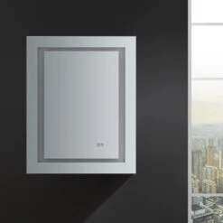 Spazio 24 In. W X 30 In. H Recessed Or Surface Mount Medicine Cabinet With LED Lighting, Mirror Defogger And Left Hinge -Alliee Bath And Faucet Shop e6e8db98d88ba46f066191c6d30062a3 1800x1800