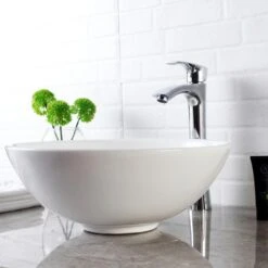 LORDEAR 16 In. X 16 In. Vessel Sink Modern Bathroom Above Round Bowl In White Porcelain Ceramic Vessel Vanity Sink Art Basin -Alliee Bath And Faucet Shop e6faebcc70e0df2d10b7aefd23088044 1800x1800