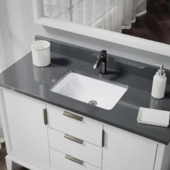 Rene Undermount Porcelain Bathroom Sink In White With Pop-Up Drain In Antique Bronze