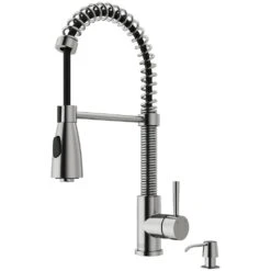 Brant Single-Handle Pull-Down Sprayer Kitchen Faucet With Soap Dispenser In Matte Gold -Alliee Bath And Faucet Shop eb0064deb74841cc322cf82c9d44a0ae 1800x1800