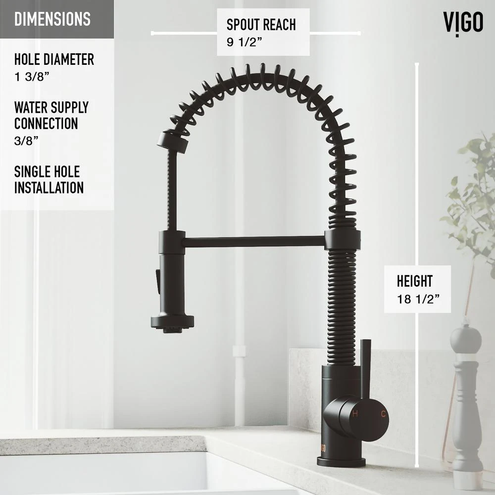 Edison Single-Handle Pull-Down Sprayer Kitchen Faucet With Deck Plate In Matte Black 4 Edison Single-Handle Pull-Down Sprayer Kitchen Faucet With Deck Plate In Matte Black - Image 2