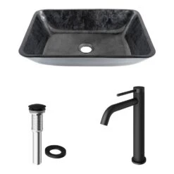 VIGO Onyx Vessel Sink In Gray With Faucet In Matte Black -Alliee Bath And Faucet Shop ece10f6bf5e7a8b375713a95de9de05a f7a98637 5104 4d20 b0ad 998aec4b0d2d 1800x1800