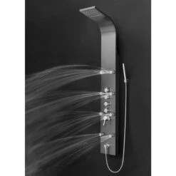 65 In. 8-Jet Shower Panel System In Space Gray Brushed Stainless Steel With Rainfall Waterfall Shower Head And Wand -Alliee Bath And Faucet Shop ee2187b59c79f1832066e4c8573075dc 1800x1800