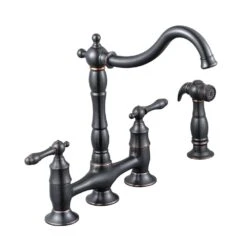 Lyndhurst 2-Handle Bridge Kitchen Faucet With Side Sprayer In Brushed Nickel -Alliee Bath And Faucet Shop eebce1b6c97c4569c18fe2292d3310d0 1800x1800