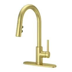 Stellen Single-Handle Pull-Down Sprayer Kitchen Faucet In Brushed Gold