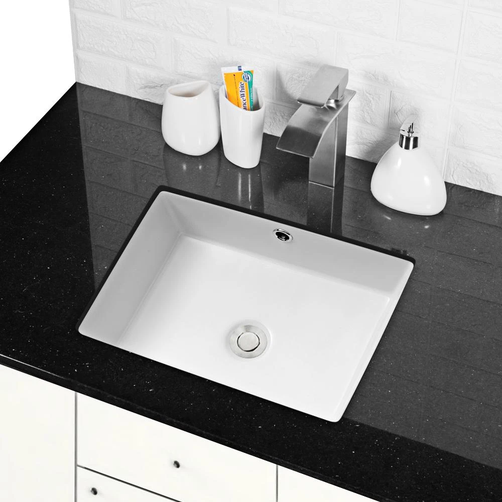Boyel Living 17 In. X 12 In. Rectangle Undermount Bathroom Vessel Sink White 4 Boyel Living 17 In. X 12 In. Rectangle Undermount Bathroom Vessel Sink White - Image 2