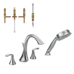 Eva 2-Handle Deck-Mount Roman Tub Faucet Trim Kit With Handshower And Valve In Brushed Nickel -Alliee Bath And Faucet Shop f25ab8daa66dfbe565dcbd50b9925358 1800x1800