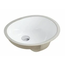 17-1/2 In. X 14-1/4 In. Oval Undermount Vitreous Glazed Ceramic Lavatory Vanity Bathroom Sink Pure White