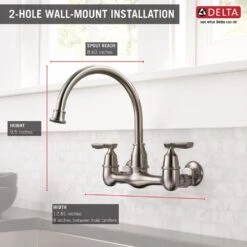 Corin 2-Handle Wall-Mount Kitchen Faucet In Stainless -Alliee Bath And Faucet Shop f30cd33b42519797e4f87c544ab08843 1800x1800
