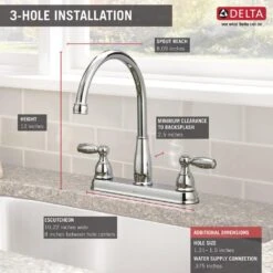 Foundations 2-Handle Standard Kitchen Faucet In Chrome -Alliee Bath And Faucet Shop f52ae9b2284258610dca14ba4e910ef2 1800x1800