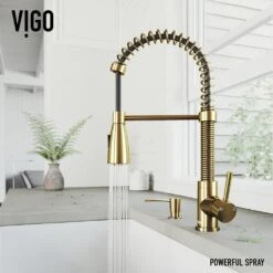 Brant Single-Handle Pull-Down Sprayer Kitchen Faucet With Soap Dispenser In Matte Gold -Alliee Bath And Faucet Shop f6953c398f826d860aad0de417297070 1800x1800