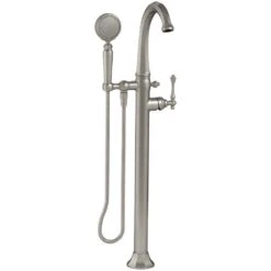 Kelston 1-Handle Floor Mount Bath Filler With Hand Shower In Vibrant Brushed Nickel