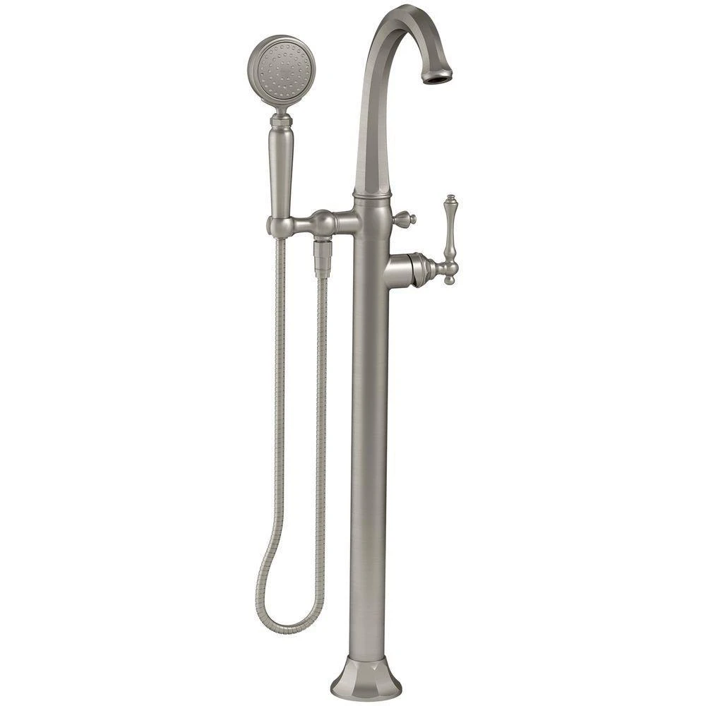 Kelston 1-Handle Floor Mount Bath Filler With Hand Shower In Vibrant Brushed Nickel 3 Kelston 1-Handle Floor Mount Bath Filler With Hand Shower In Vibrant Brushed Nickel